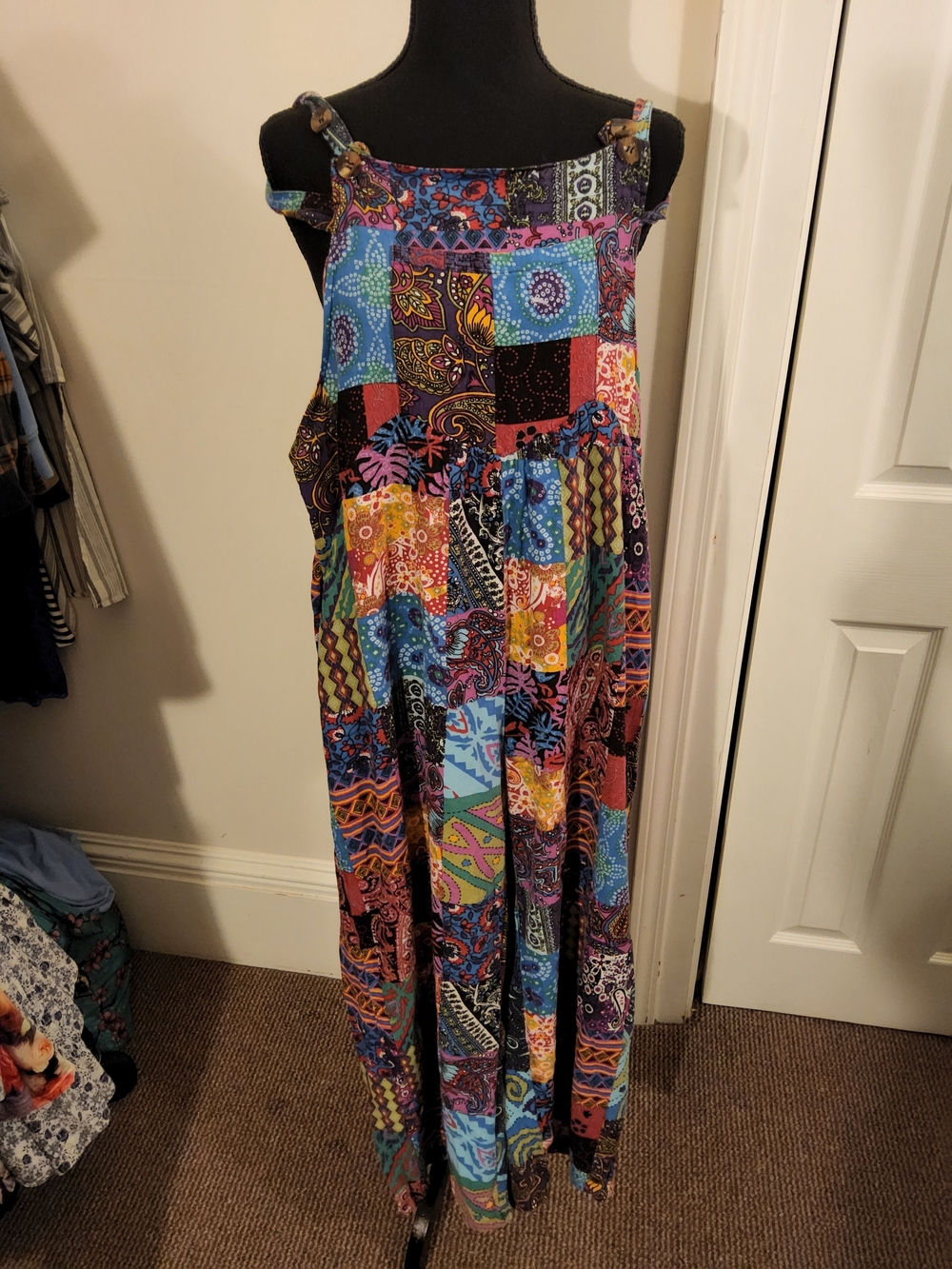Boho Patchwork Wide-Leg Jumpsuit — Multicolor